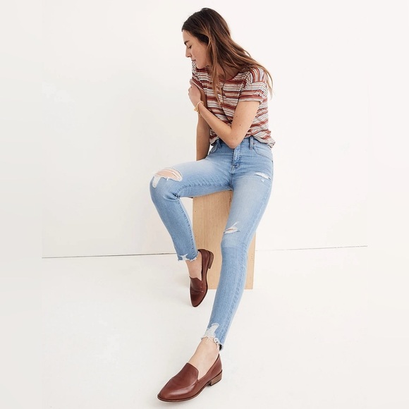 Madewell 9" High Rise Skinny Jeans in Ontario Wash: Distressed Hem Edition 27 - Picture 1 of 16